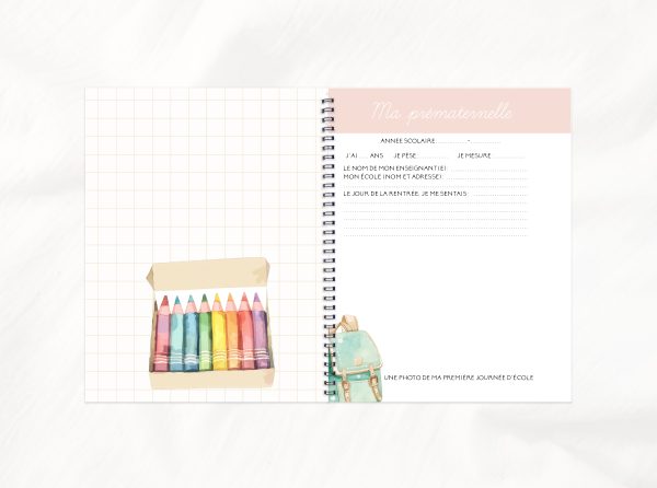 Livre souvenirs d'école - Aquarelle féminin – Image 2