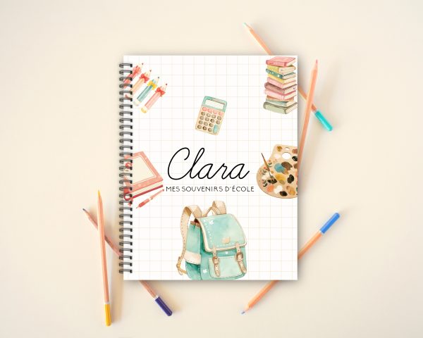 Livre souvenirs d'école - Aquarelle féminin