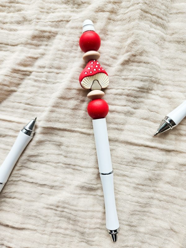 Stylo avec billes de silicone - Champignon rouge – Image 3