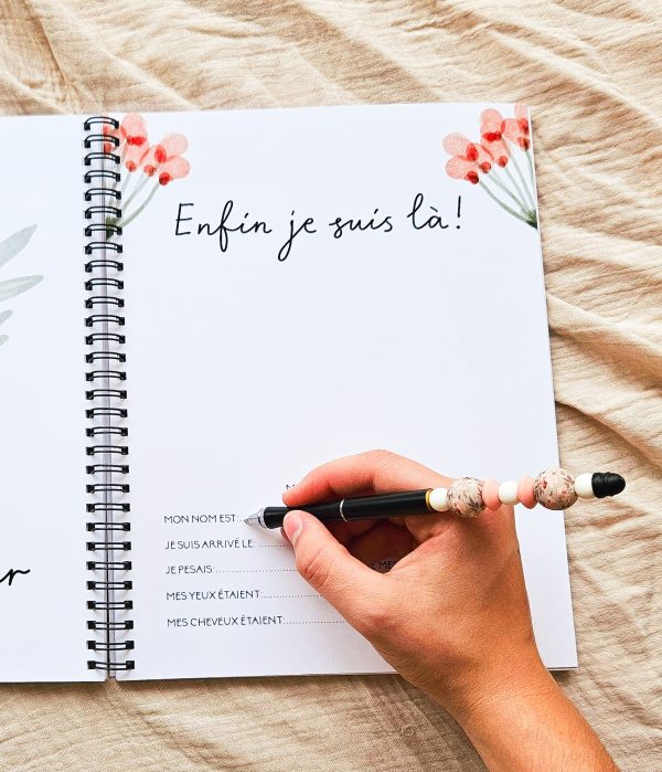 Stylo avec billes de silicone - Fleurs vintage