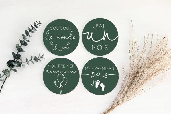 Cartes étapes rondes bébé - Vert forêt - CR5VF