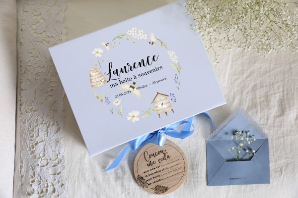 Boite souvenirs blanche personnalisée - Petite abeille – Image 2