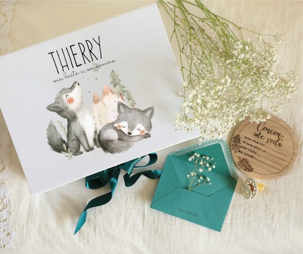 Boite souvenirs blanche personnalisée - Mon petit loup – Image 2