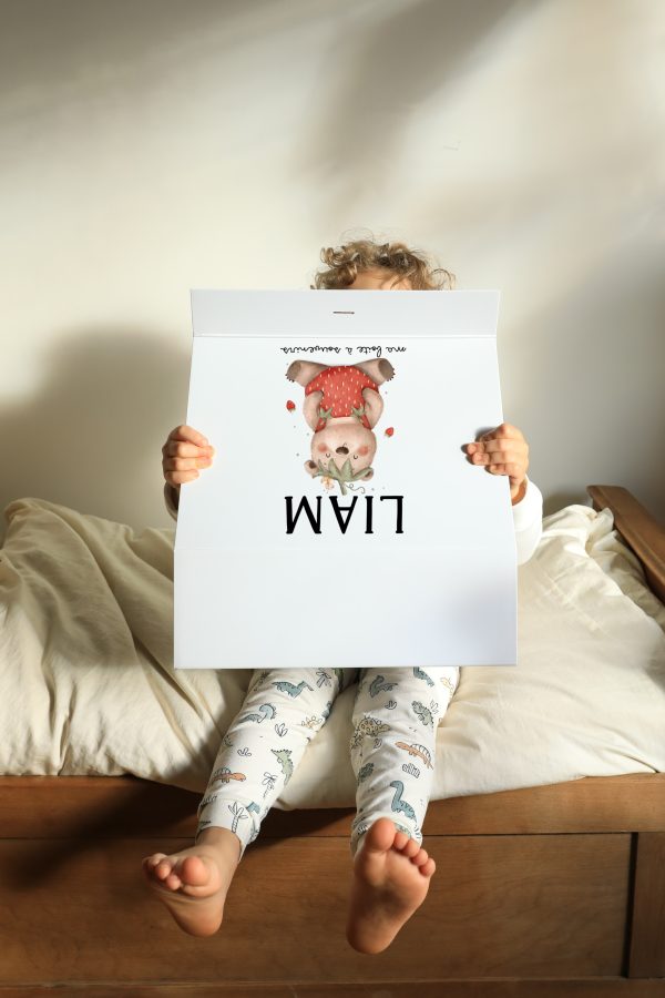Boite souvenirs blanche personnalisée - Ourson fraise